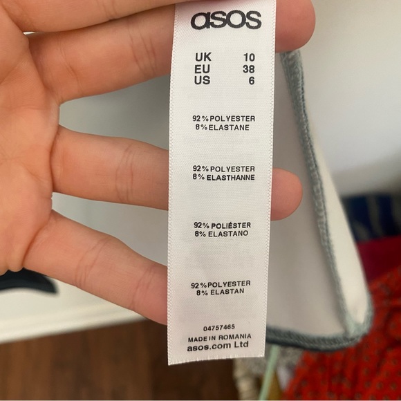 NWOT ASOS size 6 MIDI dress with asymmetrical hemline with watercolor effect - Picture 13 of 16